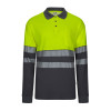 Tricou polo din bumbac cu mâneci lungi și două nuanțe, cu bandă segmentată