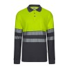Tricou polo din bumbac cu mâneci lungi și două nuanțe, cu bandă segmentată