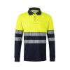 Tricou polo din bumbac cu mâneci lungi și două nuanțe, cu bandă segmentată